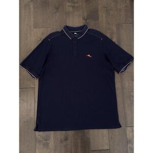 Tommy Bahama Men's Navy Blue Polo Shirt Size L Cotton Blend Embroiderd Swordfish
